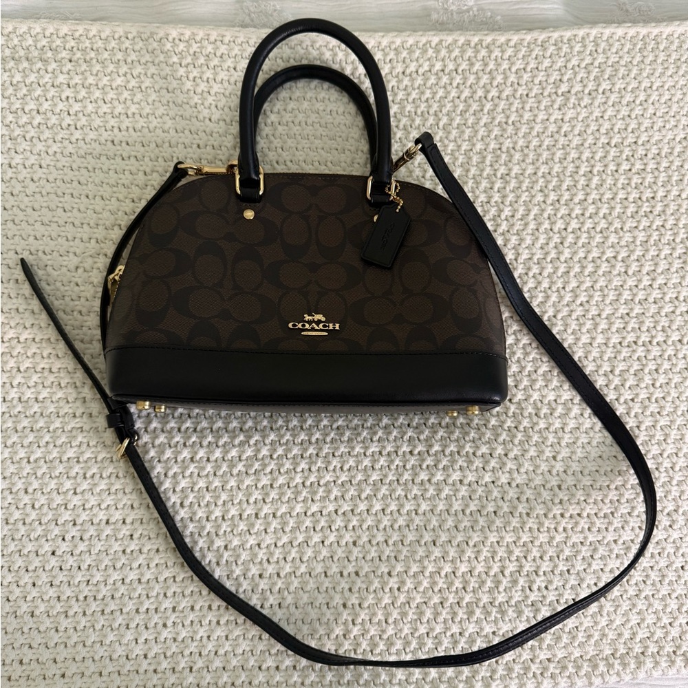 Coach Signature Brown and Black Satchel